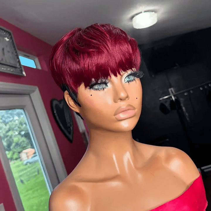 AILUXY Lisse Courte comme sur la vidéo Perruque 100% Cheveux Humains