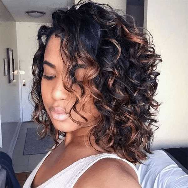 AILUXY Perruque 13x4 Lace Closure Perruque BOB Curly 200% densité 100% Cheveux humains