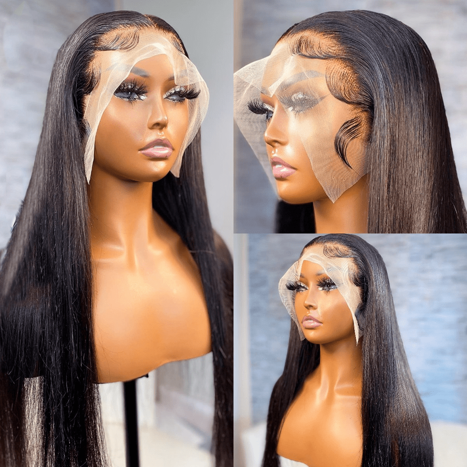 AILUXY 13x6 Lace Frontal Lisse Perruque 250% densité 18 pouces