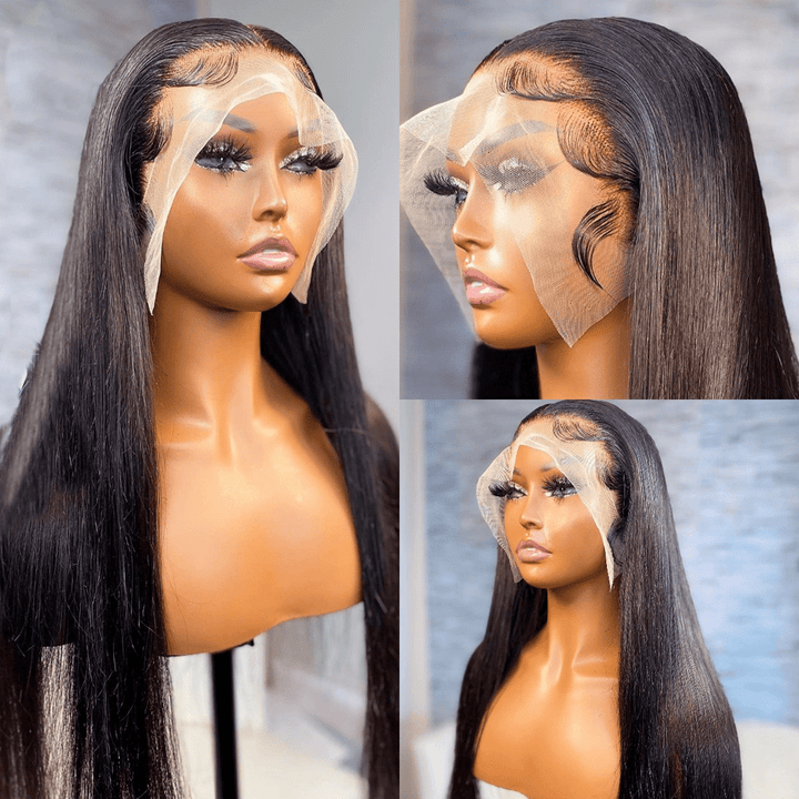 AILUXY 13x6 Lace Frontal Lisse Perruque 250% densité 18 pouces