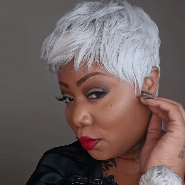 AILUXY Perruque sexy perruque grise parfaite