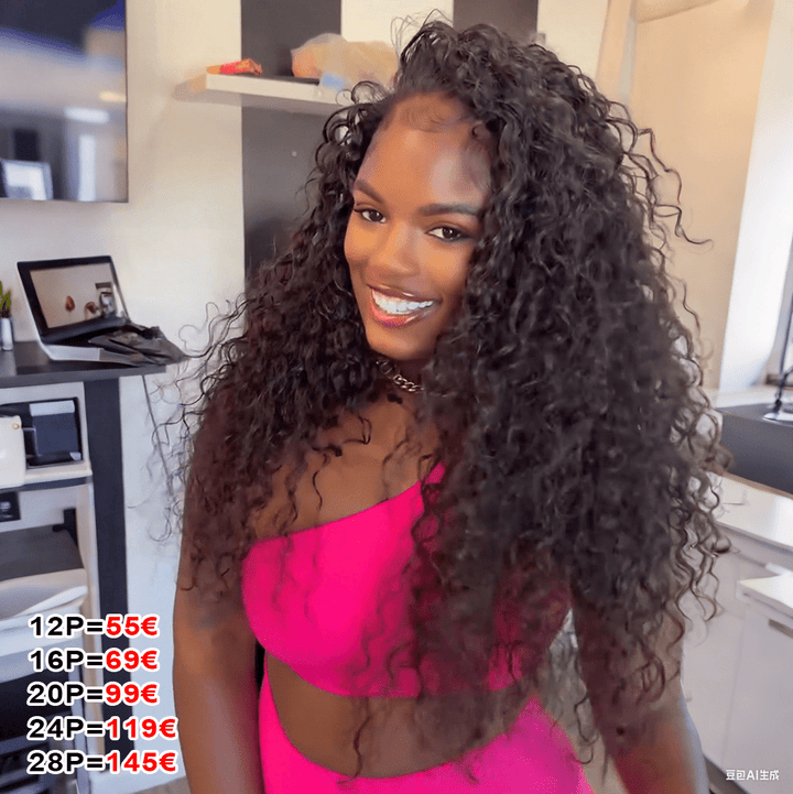 AILUXY 13x4 Lace bouclée Longue Noir Perruque VENTE FLASH