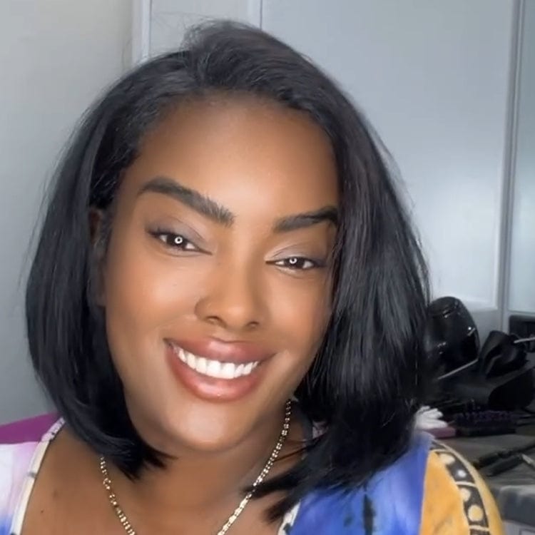 Ailuxy Couleur Noir Perruque 13x4 Bob 8pouces