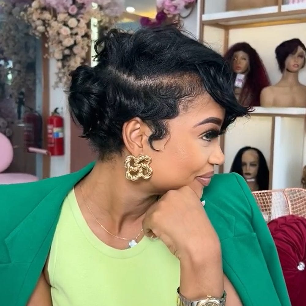 AILUXY Courte 5x5 Lace frontal Noir Châtain Bob Perruque  comme sur la vidéo 2 - 3 jours reçus+Un beau cadeau (Copy)