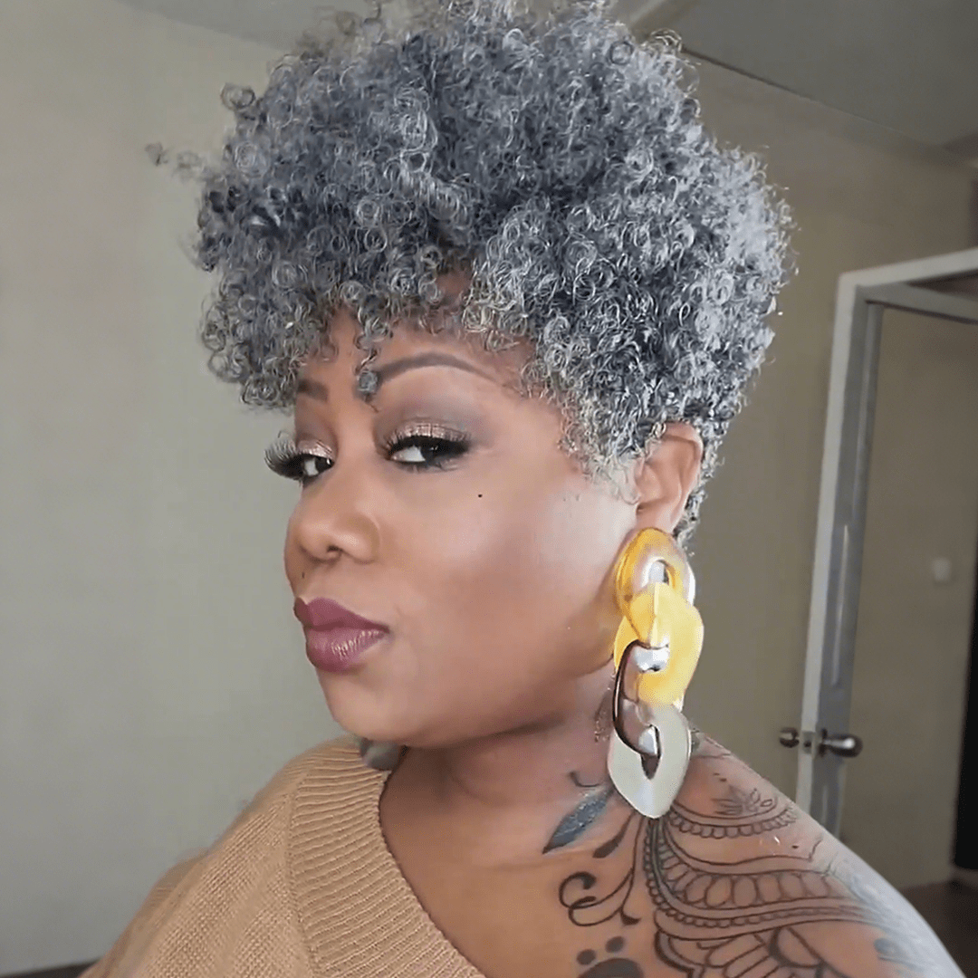 AILUXY lisse perruque 100% Cheveux Humains Perruques afro volumineuses