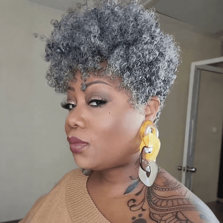 AILUXY lisse perruque 100% Cheveux Humains Perruques afro volumineuses