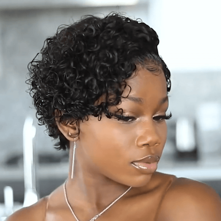 AILUXY Perruque courte Pixie Cut 13X4 100 % cheveux humains Identique à la photo