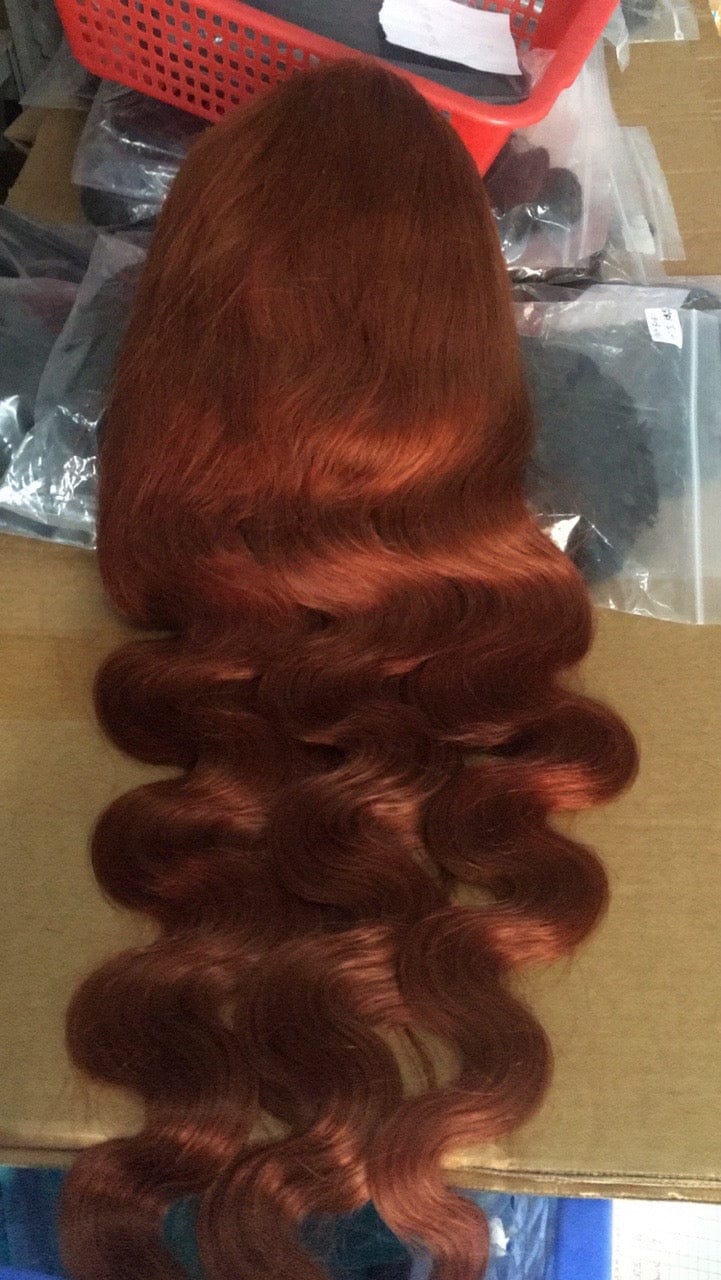 AILUXY 13x4 Lace Frontal reddish brown Body Wave Longue Perruque 100% Cheveux Humains 20pouces