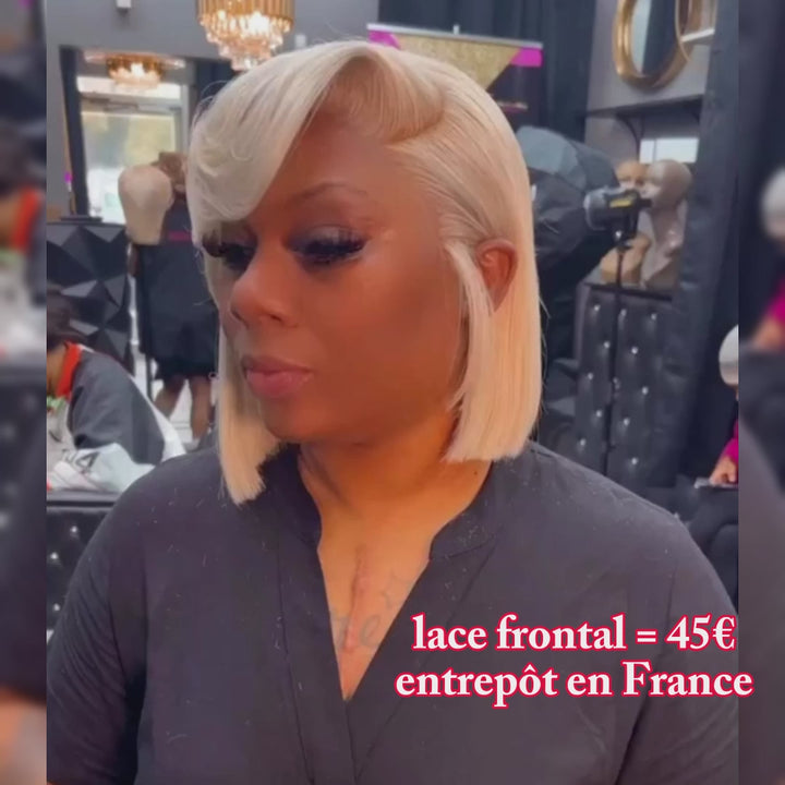 AILUXY 13x4 Lace Frontal Perruque Lisse Courte Bob Perruque 200% Densité 613#