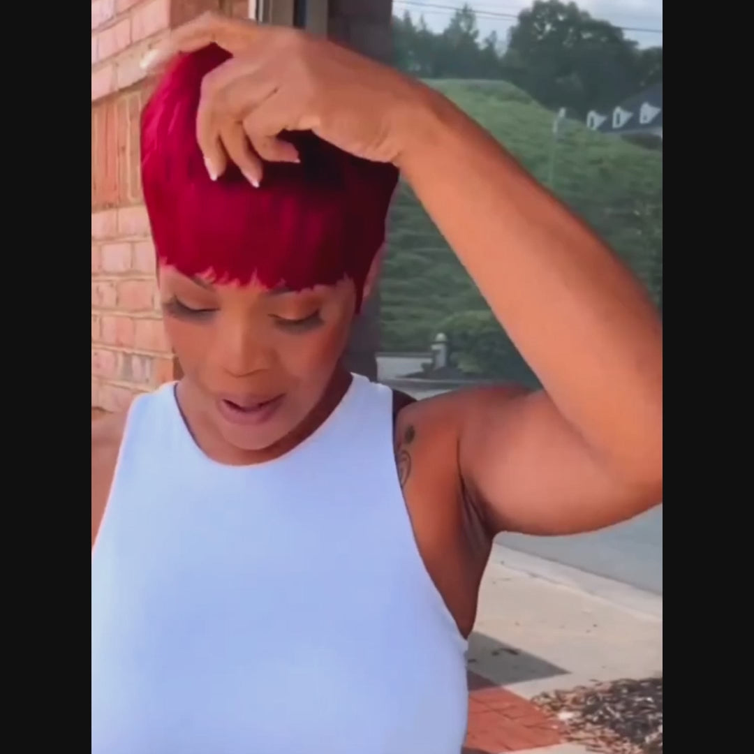 AILUXY Lisse Perruque 100% Cheveux Humains Perruque Rouge Barbie comme sur la vidéo