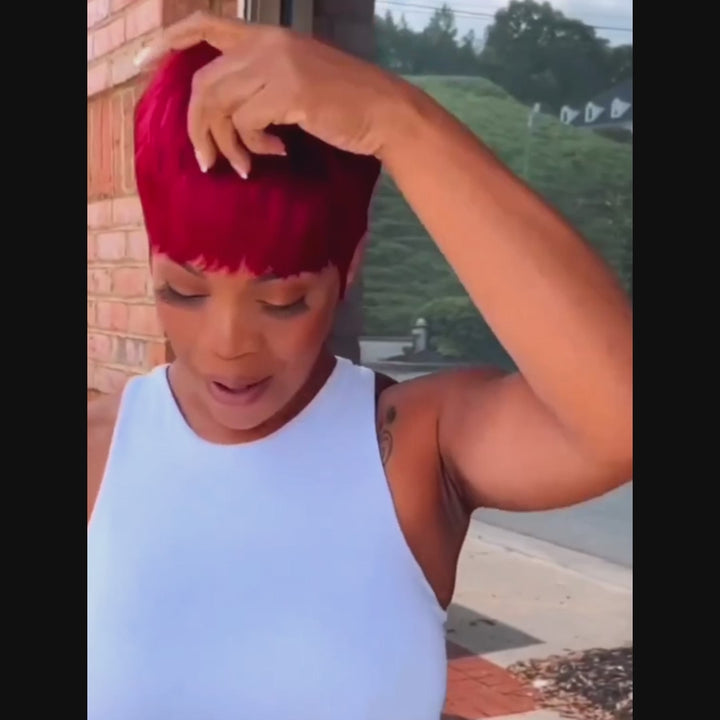 AILUXY Lisse Perruque 100% Cheveux Humains Perruque Rouge Barbie comme sur la vidéo