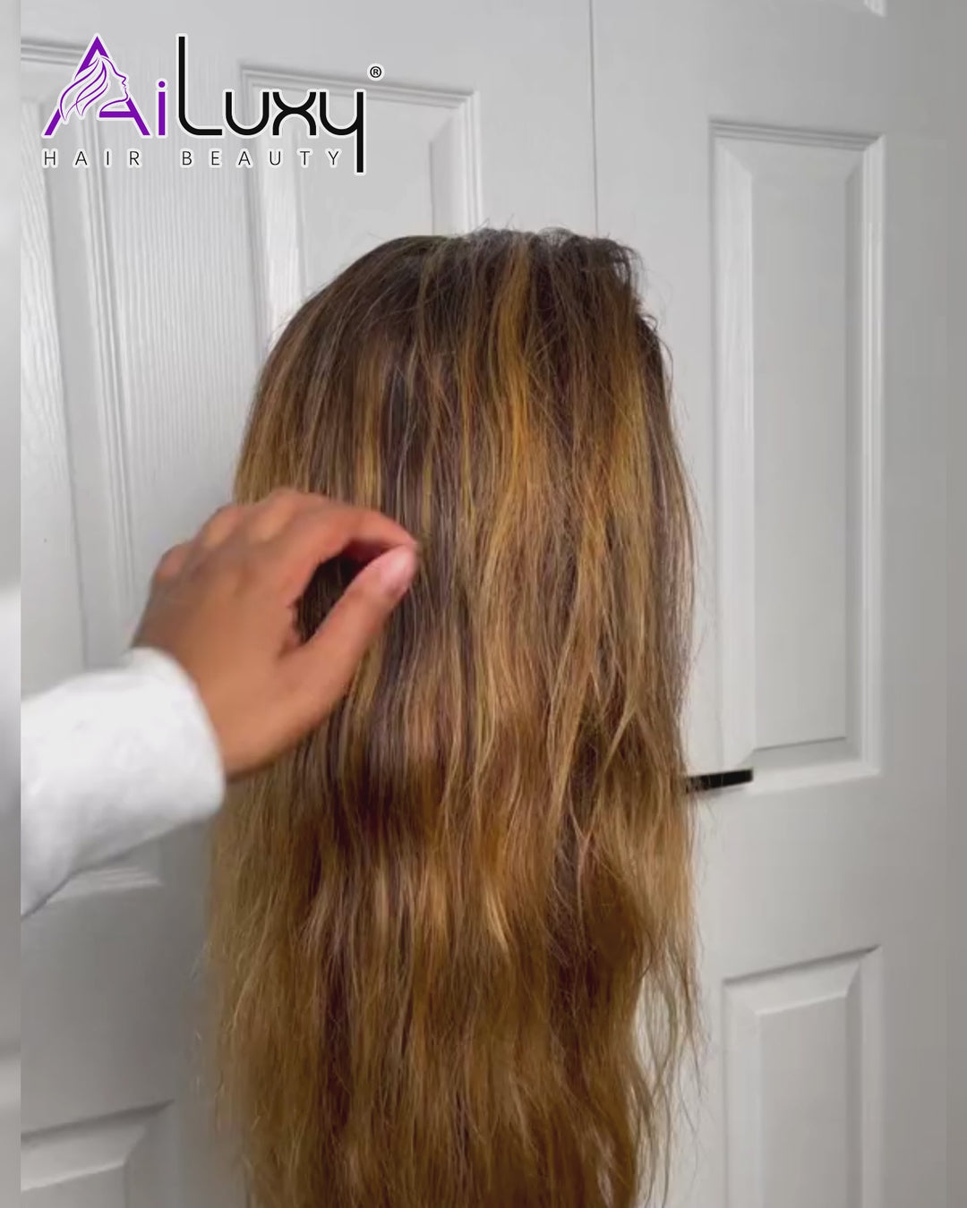 AILUXY 13x4 Lace Frontal Brun Balayage Miel #30#27 Body Wave Longue Perruque 100% Cheveux Humains