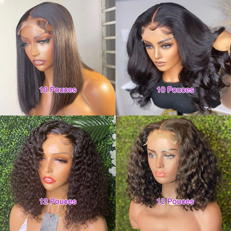 AILUXY 4 Perruque COMBO | Perruque Bob 4x4 Dentelle Closure