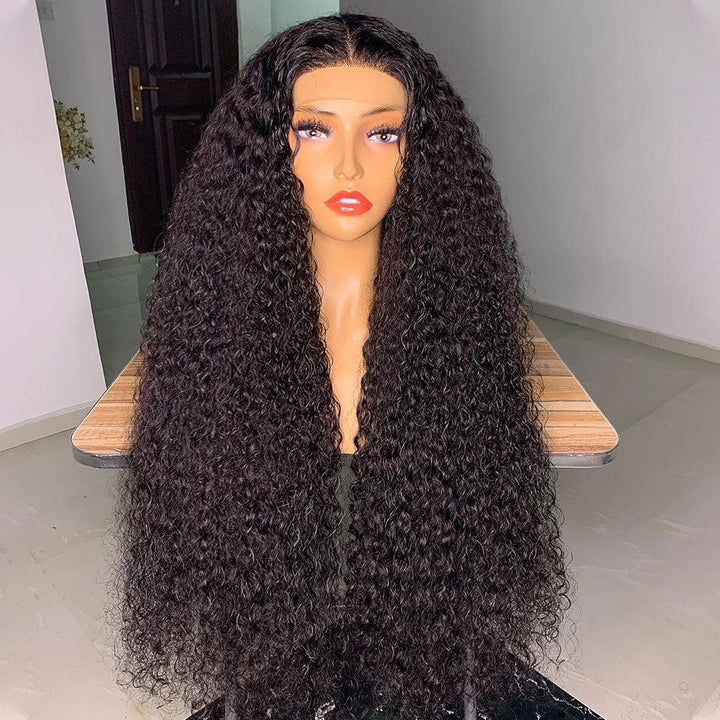 AILUXY 4x4 Lace Closure Perruque Bouclée Longue Couleur Naturelle 250% densité 100% cheveux humains