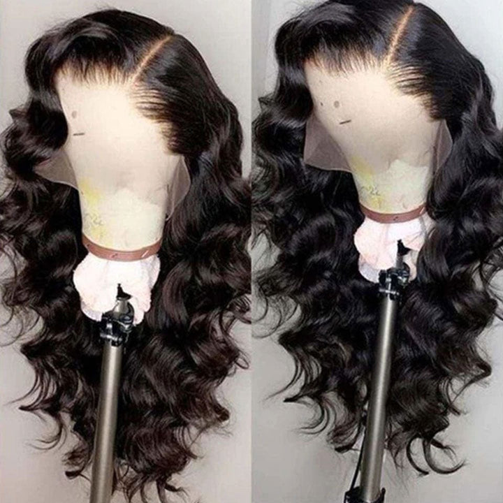 AILUXY 360 Lace Frontal Perruque Loose Wave Longue Noir 100% cheveux humains