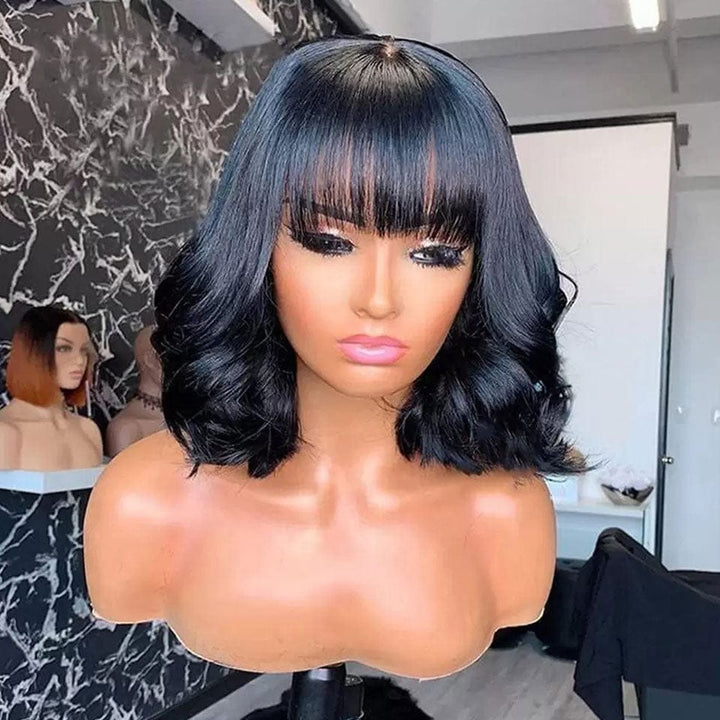 AILUXY Perruque Bob Loose Wave avec frange | Fabriquée à la machine pour un look naturel