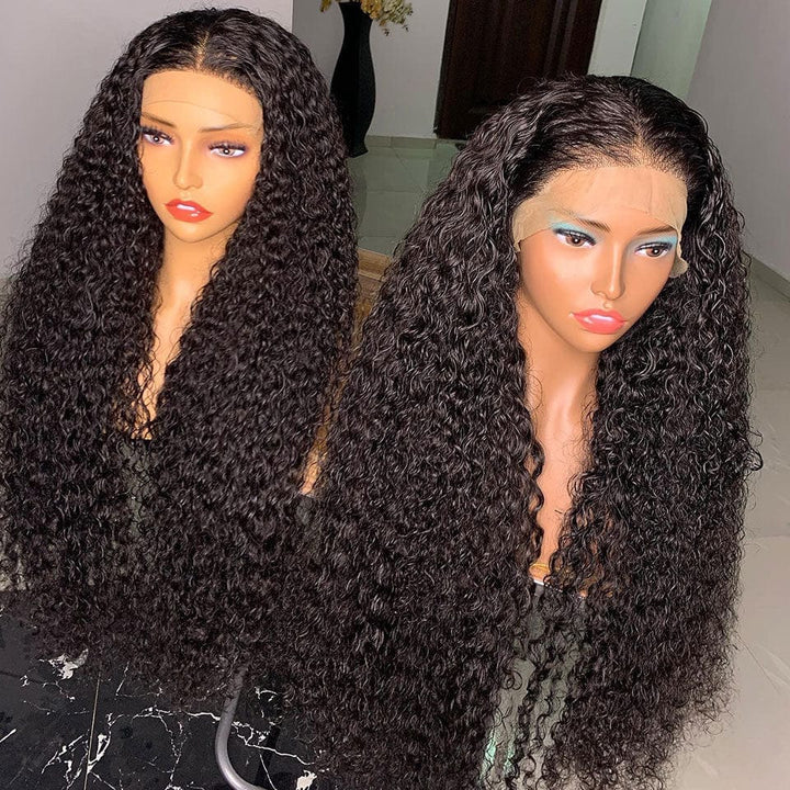AILUXY 4x4 Lace Closure Perruque Bouclée Longue Couleur Naturelle 250% densité 100% cheveux humains