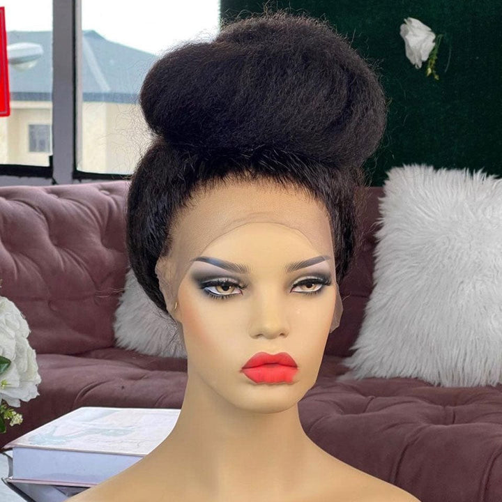 AILUXY 360 Lace Frontal Perruque Kinky Lisse Longue Couleur Naturelle 100% cheveux humains
