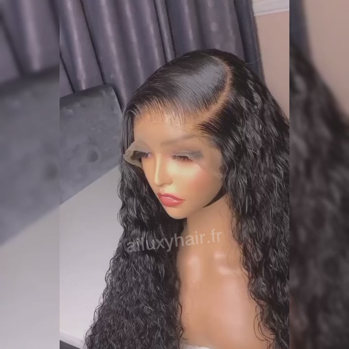 Perruque Bouclée Frontale en Dentelle 13x4, Densité 200 %, Cheveux Humains Naturels