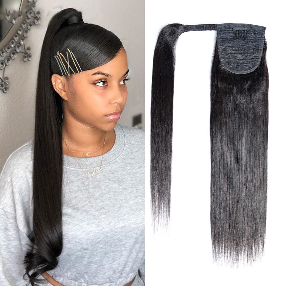 AILUXY Queue De Cheval Lisse 100% Cheveux Humains