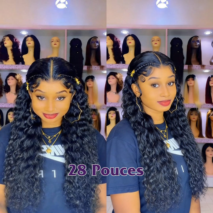 AILUXY Perruque Curly 13x4 Lace Frontal Cheveux 100% Naturels, Rendement Identique à la Photo