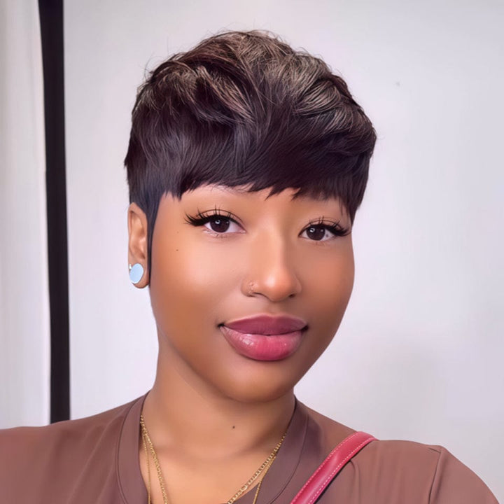 AILUXY Lisse LALA Courte  Perruque 100% Cheveux Humains