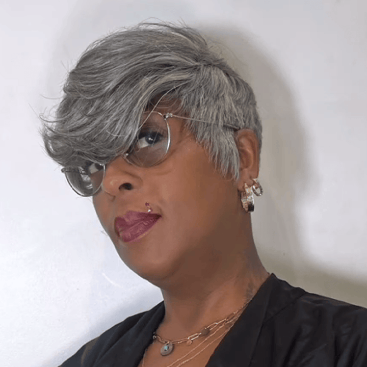 AILUXY Perruque Pixie Courts Personnalisés Style Gris 2.0