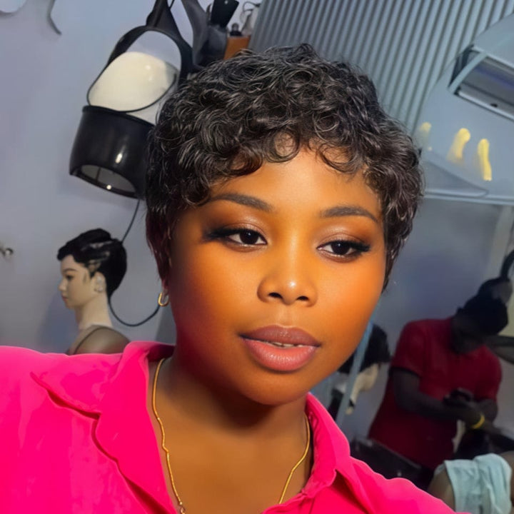 AILUXY Livraison EXPRESS OFFERTE pour le Black Friday lace 13x4 Mini perruque bouclée elfe