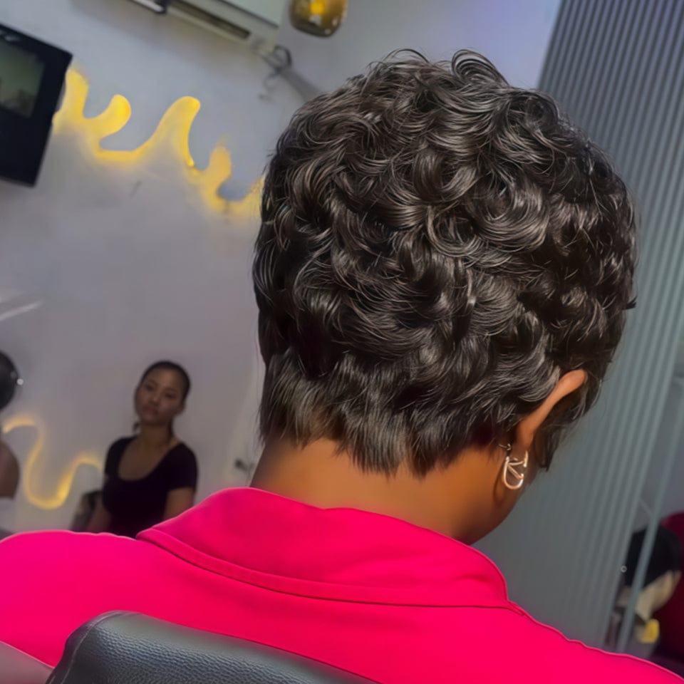 AILUXY Livraison EXPRESS OFFERTE pour le Black Friday lace 13x4 Mini perruque bouclée elfe