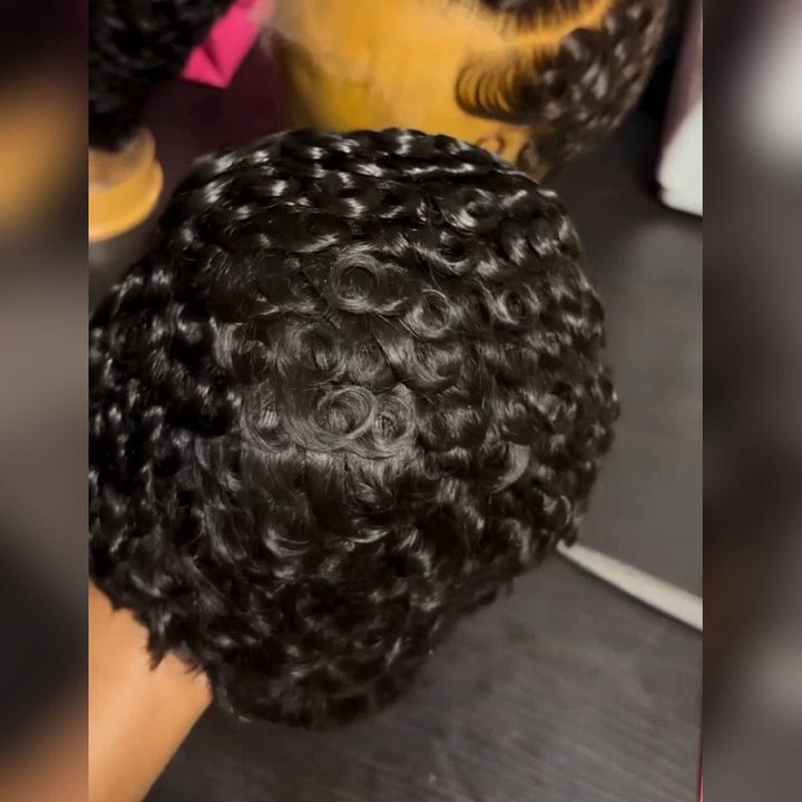 AILUXY Livraison EXPRESS OFFERTE pour le Black Friday lace 13x4 Mini perruque bouclée elfe