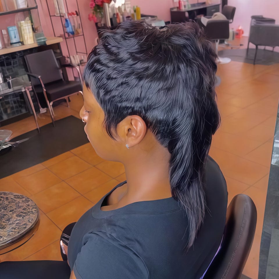 AILUXY Perruque Style Mullet Glueless et Confortable 14pouces