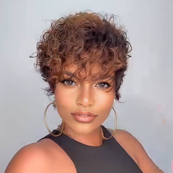 AILUXY Perruque bouclée tendance avec reflets 1 minute pour des cheveux de star