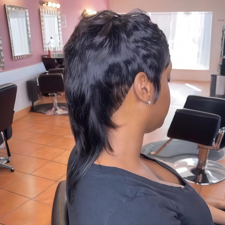 AILUXY Perruque Style Mullet Glueless et Confortable 14pouces