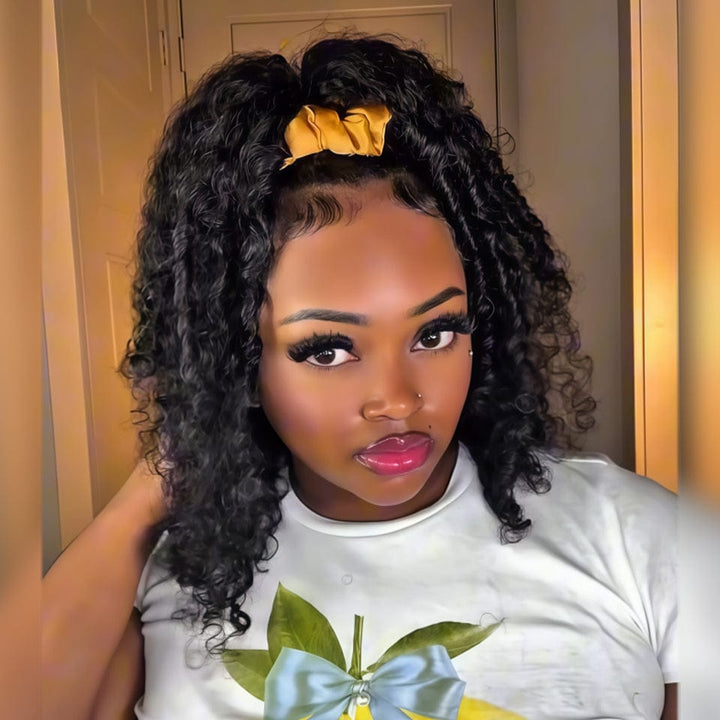 AILUXY Demi-Perruques Bouclées Perruques en Cheveux Naturels