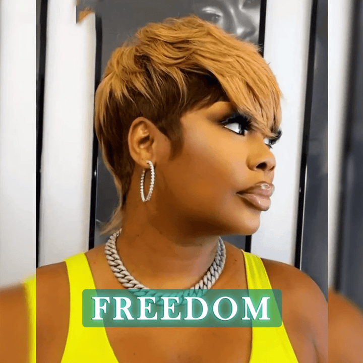 AILUXY Perruque courte avec coupe Pixie personnalisée