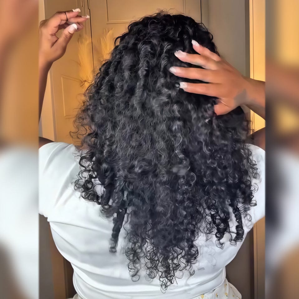 AILUXY Demi-Perruques Bouclées Perruques en Cheveux Naturels