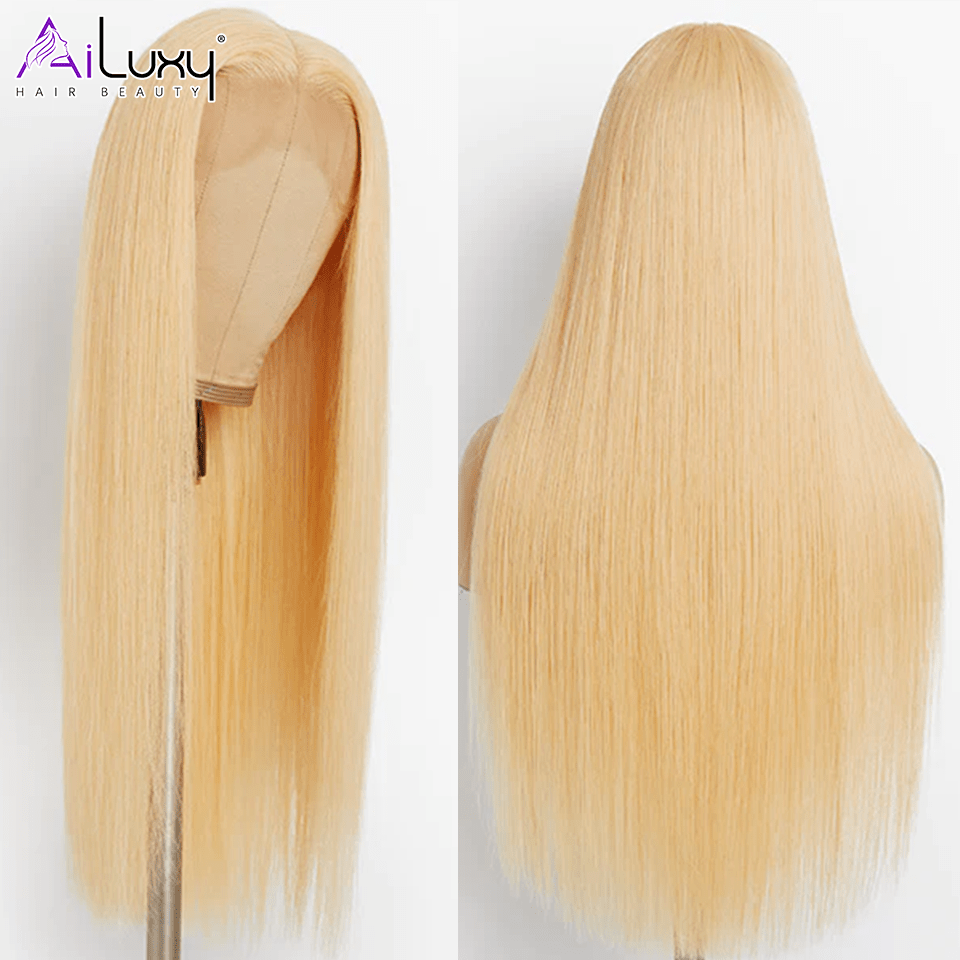 AILUXY 13x4 Lace Frontal 613 Blond Lisse Longue Perruque 100% Cheveux Humains