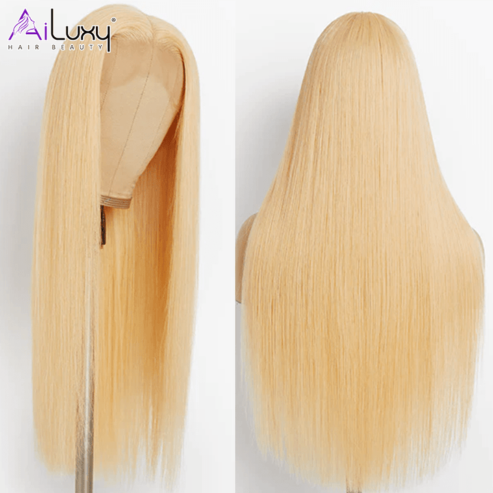 AILUXY 13x4 Lace Frontal 613 Blond Lisse Longue Perruque 100% Cheveux Humains