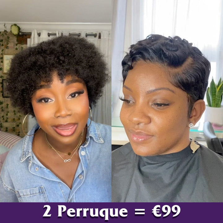 AILUXY 2 Perruques=€99 Style tendance, identique à la photo, 100% cheveux naturels