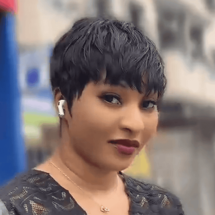 AILUXY Perruque Pixie Courte Nouveauté - 100% Cheveux Humains, Style Designé