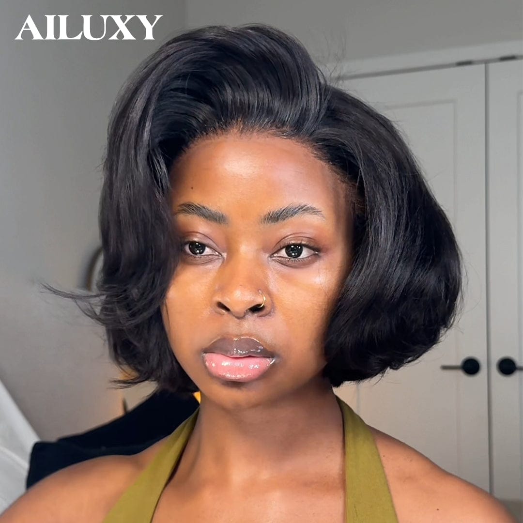 AILUXY Perruque 13×4 dentelle Bob Natural color, Identique à l'image