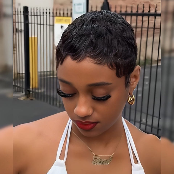 AILUXY Perruque Nouveauté ! perruque courte perruque pixie 100% cheveux humains