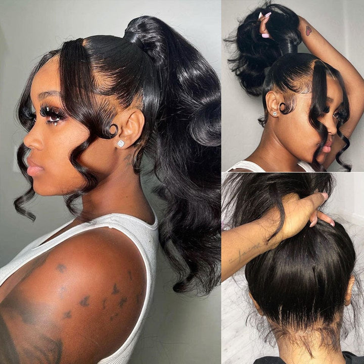 AILUXY 360 Lace Frontal Perruque Body Wave Longue Noir 200% densité 100% cheveux humains Je voudrais comme sur la vidéo