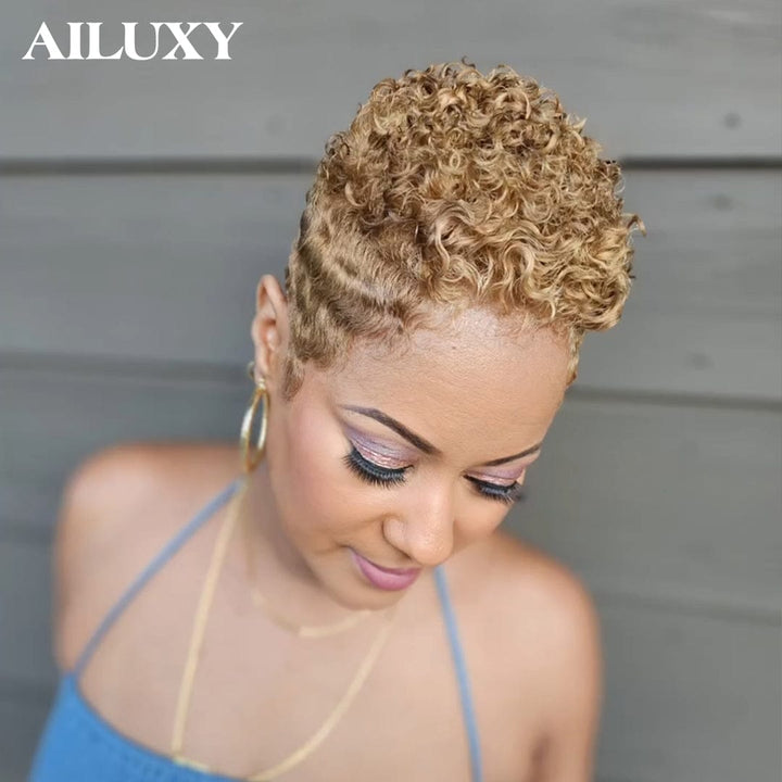AILUXY Perruque full lace Pixie 100% Cheveux Humains Naturels, Identique à l'image 3.0