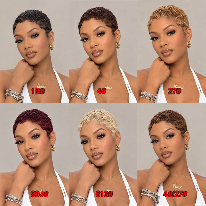 AILUXY Perruque Nouveauté ! perruque courte perruque pixie 100% cheveux humains