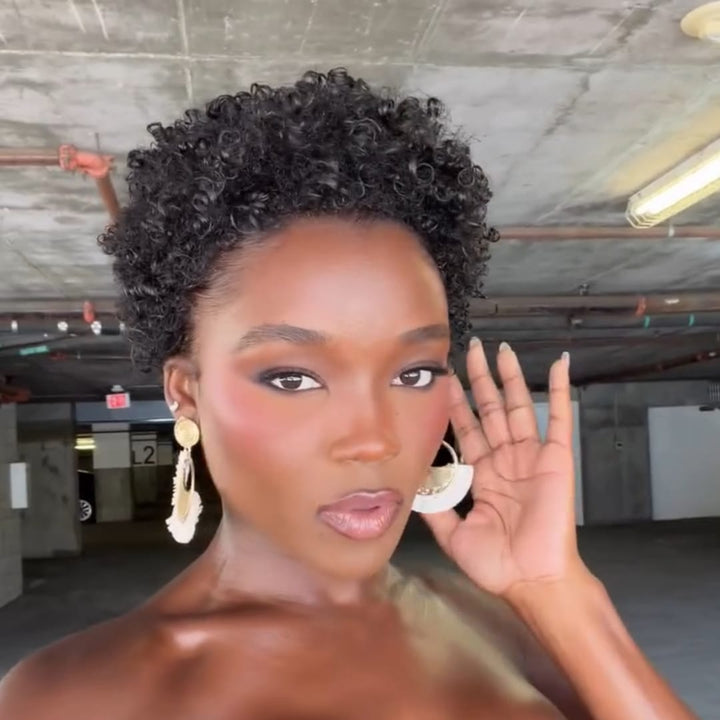 AILUXY Perruque Courte Afro Kinky Curly Lace Frontal Cheveux Vierges Humains Look Très Naturel