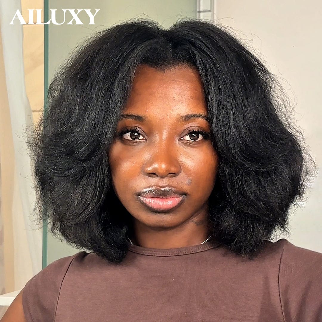 AILUXY Perruque 4×4 dentelle Bob Natural color, Identique à l'image