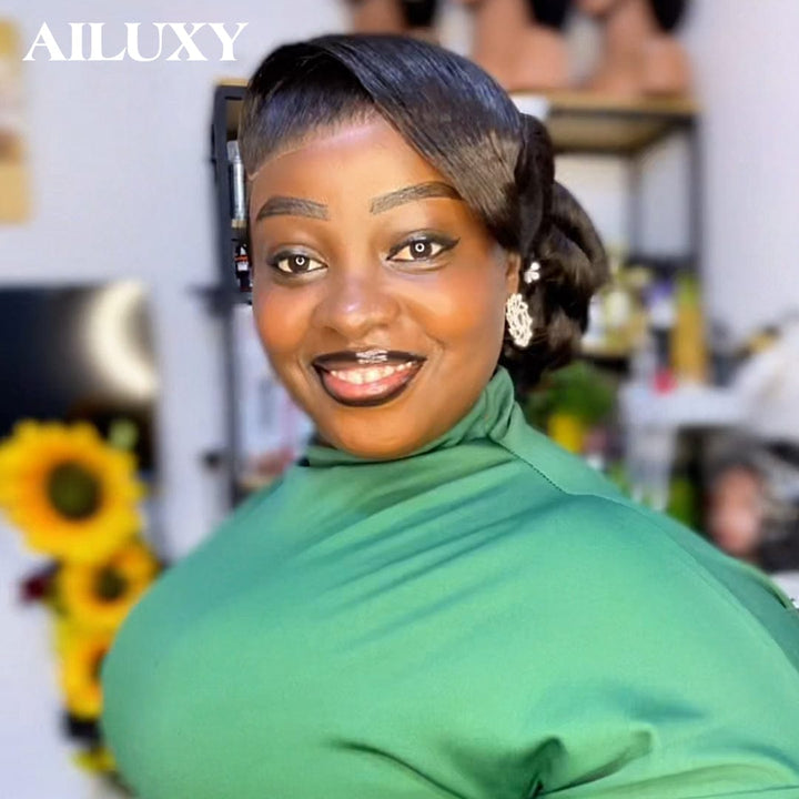 AILUXY 13x4 Lace Frontal Perruque de Mariage Parfaite | Noir Naturel, 100% Cheveux Humains, Identique à la photo