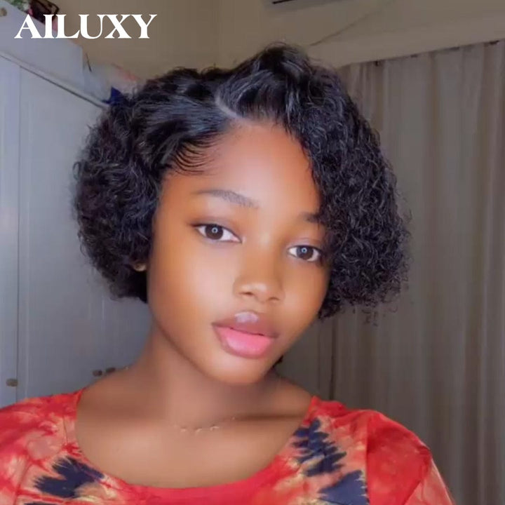 AILUXY 13x4 Lace Frontal Perruque Légère pour Été Respirable et Stylish curly en 100% Cheveux Humains