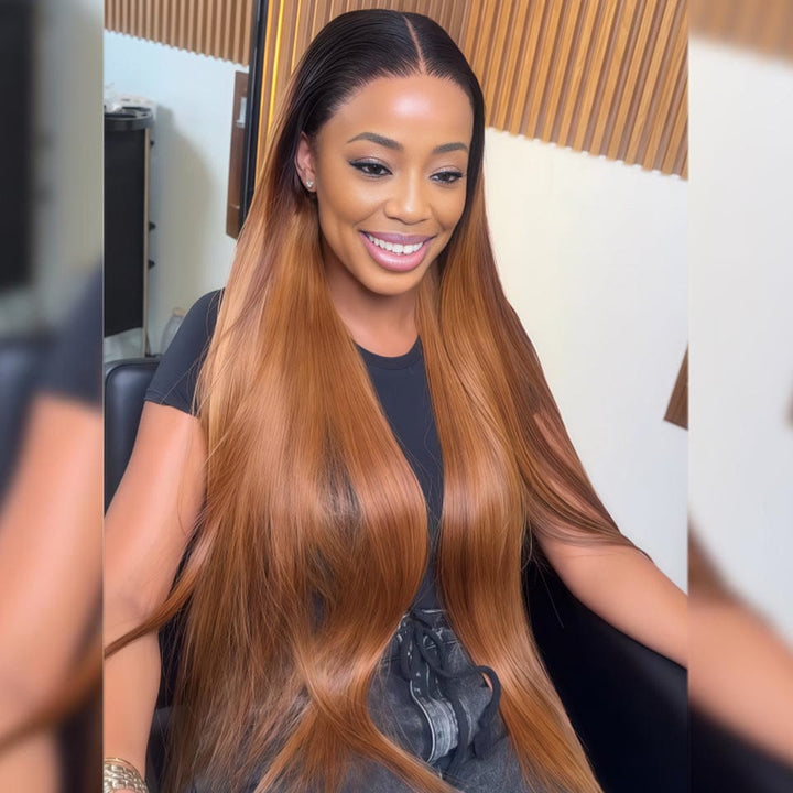 AILUXY 13x4 Lace Frontal 1bt27 lisse Perruque vietnamienne de haute qualité